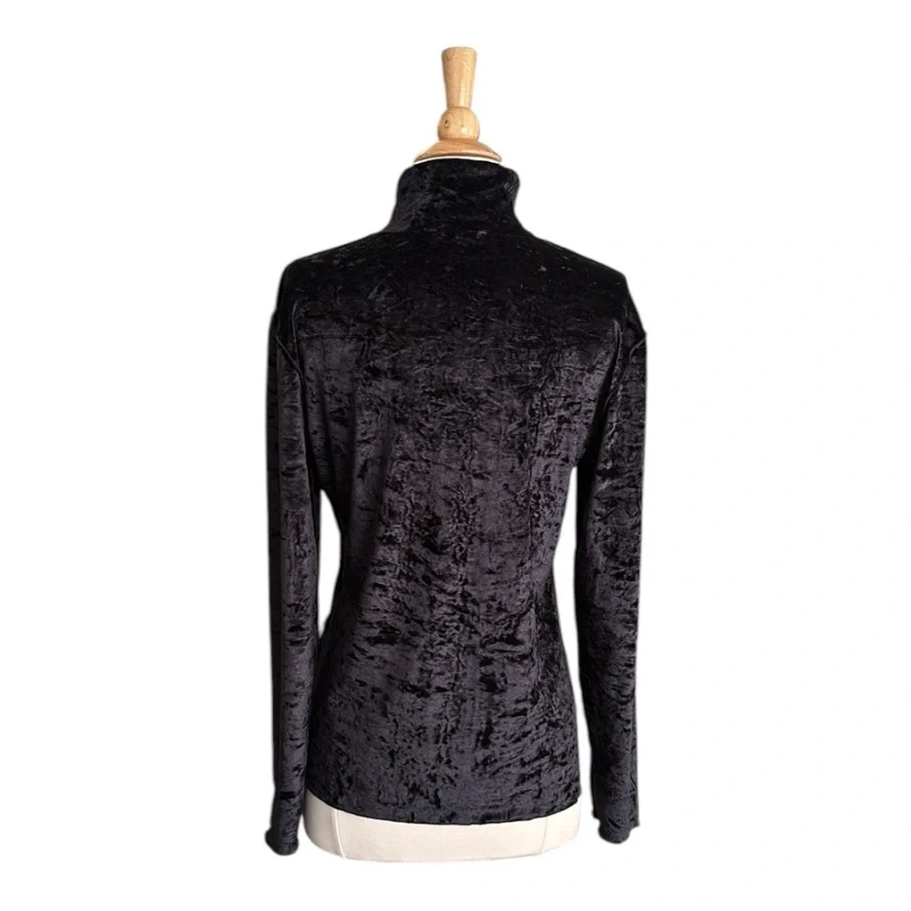 BOGNER Black Crushed Velvet Turtleneck Top Y2K Gothic Après Ski Performance 14 - Picture 8 of 16